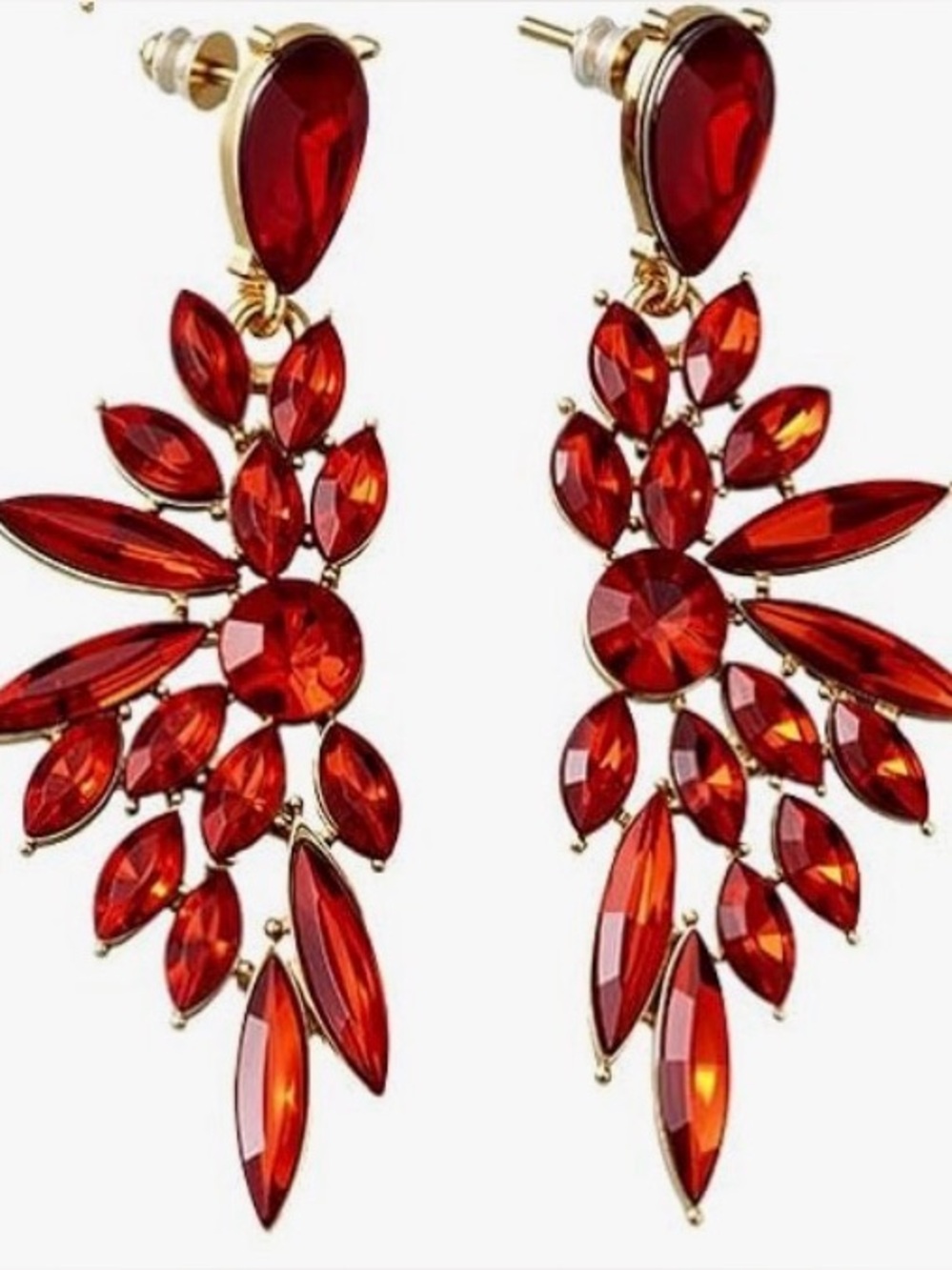 Red Rhinestone Stud Earrings*